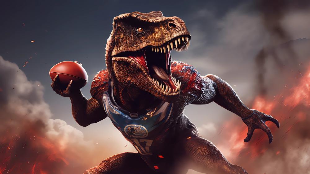 Velociraptor Football Star Hilarious Dinosaur Art in 4K wallpaper