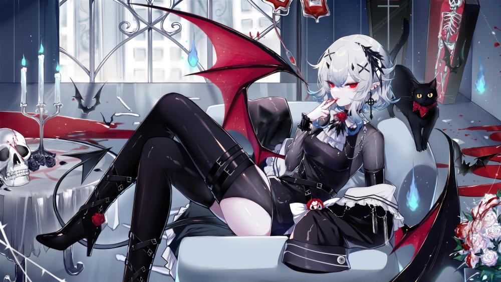 Vampire Demoness in Gothic Ambience wallpaper