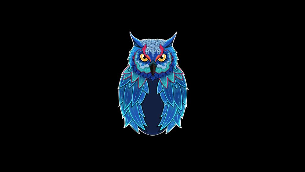 Minimalist Owl Logo in Black Background wallpaper