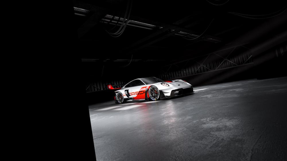 Porsche 911 GT3 R in Sleek Racing Attire wallpaper