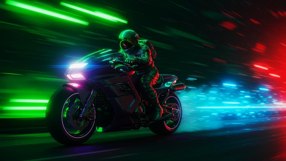 Neon Speed Thrills on Two Wheels wallpaper