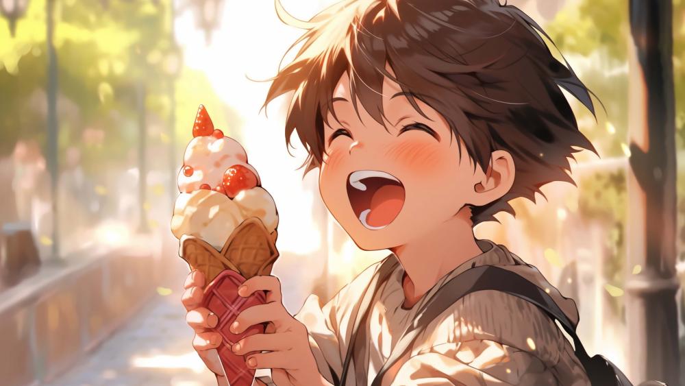 Ice Cream Delight in Anime Wonderland wallpaper