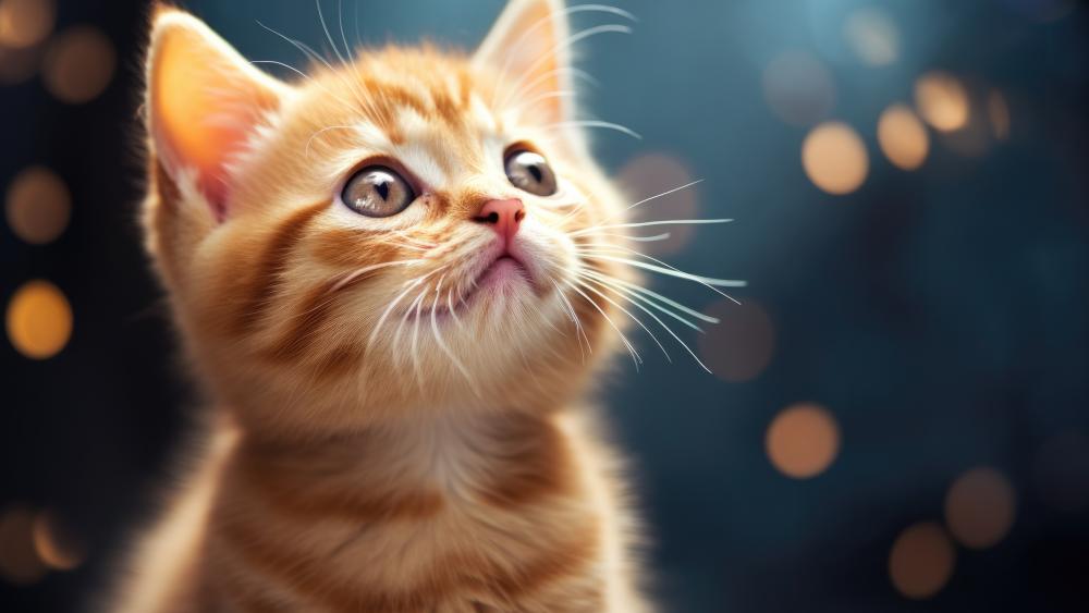 Ginger Kitten in Dreamy AI Art wallpaper