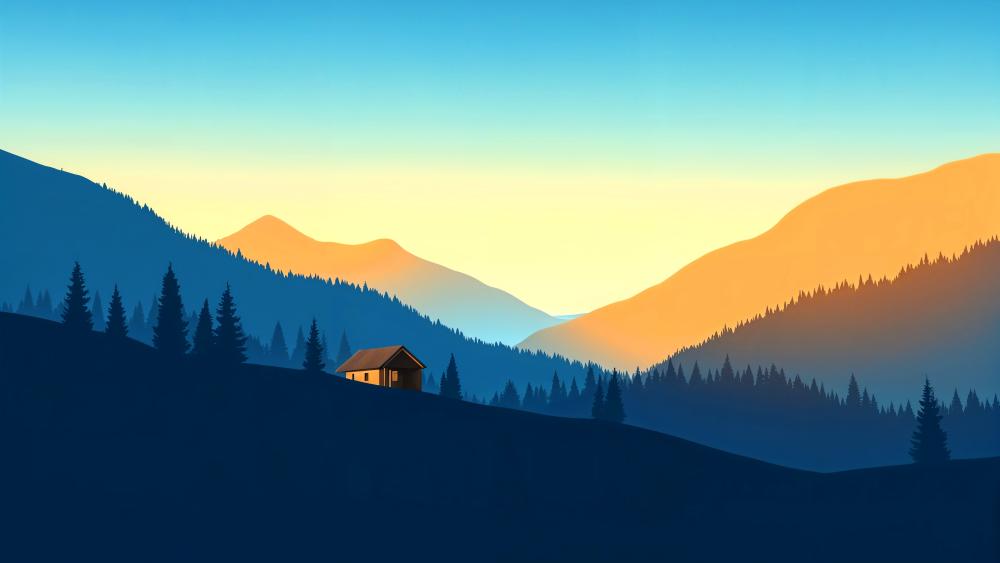 Serene Mountain Retreat at Dawn wallpaper