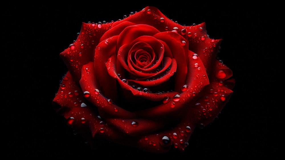 Red rose with water droplets wallpaper