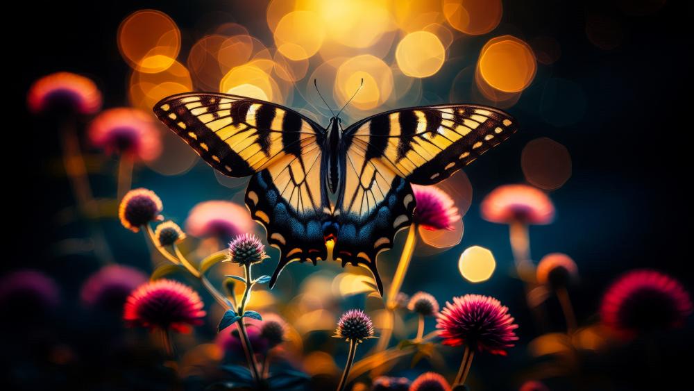 Tiger Swallowtail Butterfly on a morning wallpaper