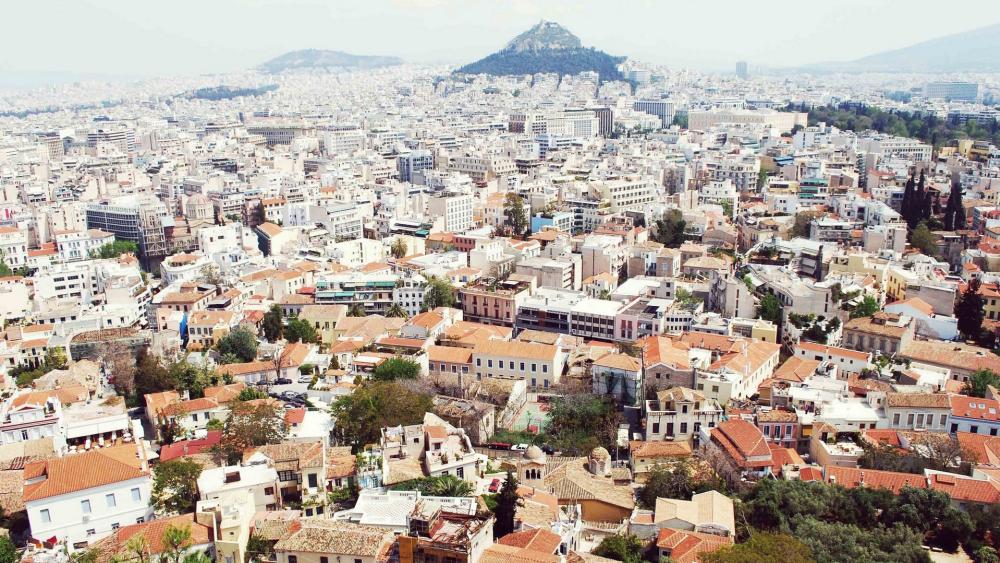 Urban Panorama from Mount Lycabettus Athens Greece wallpaper