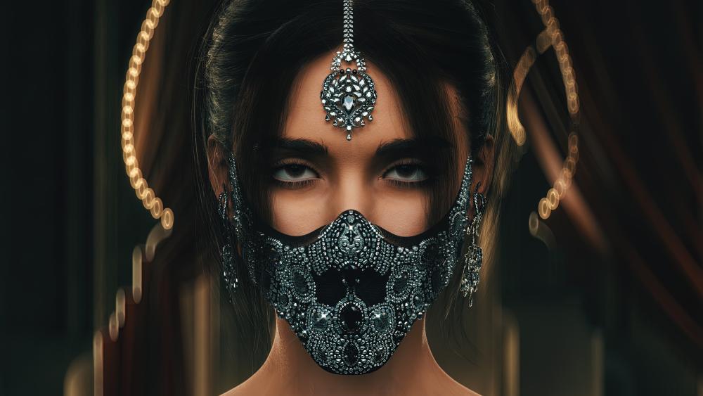 Mystical Gaze Behind the Gothic Mask wallpaper