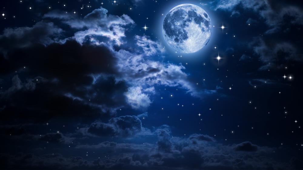 Moonlit Dreams Under a Starry Sky wallpaper