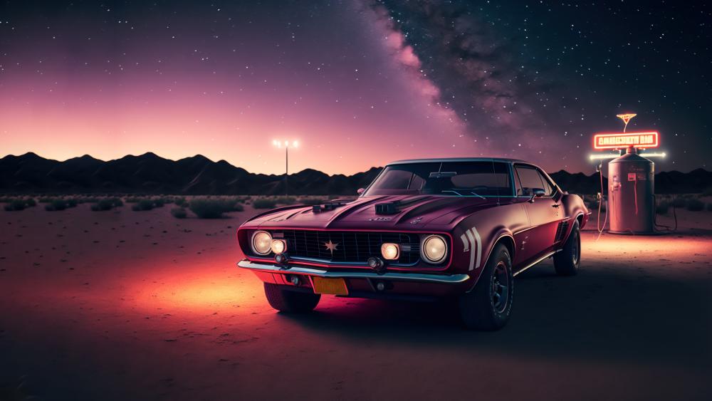 Starry Night with a Vintage Ford Falcon wallpaper