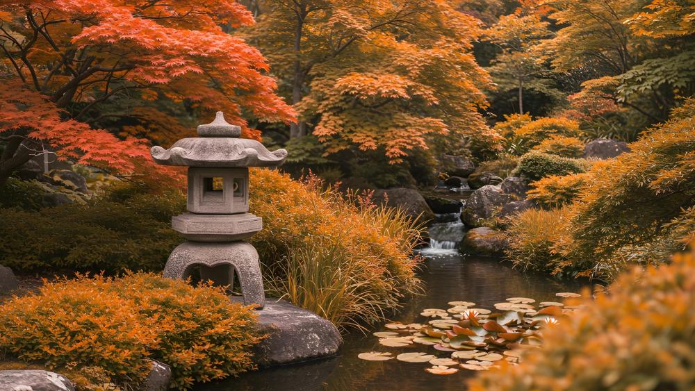 Autumn Serenity: The Tranquil Garden wallpaper