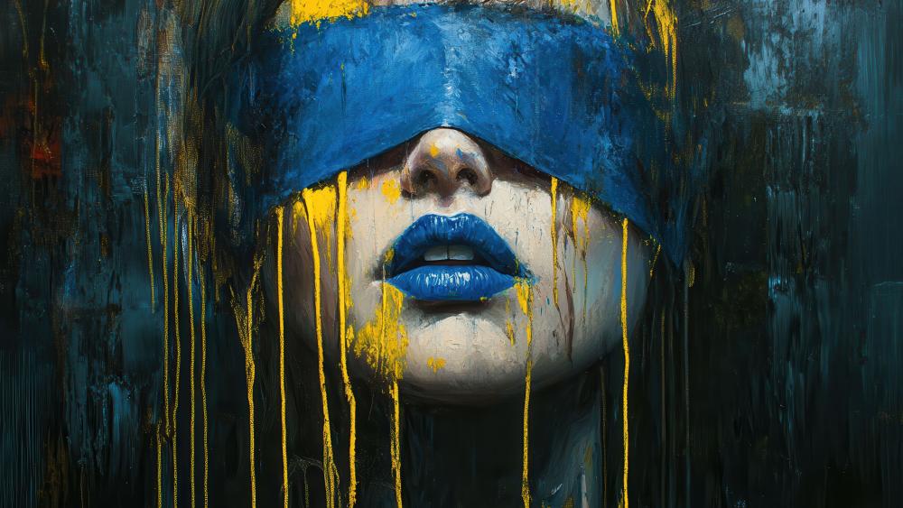 Blindfolded Expression in Bold Colors wallpaper