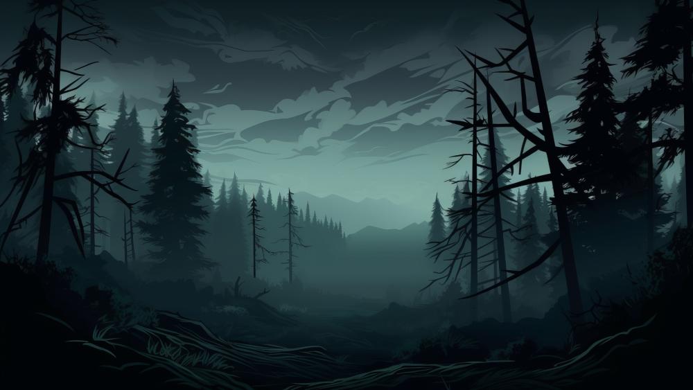 Mystical Woodland Enigma: A Fantasy Forest Scene wallpaper