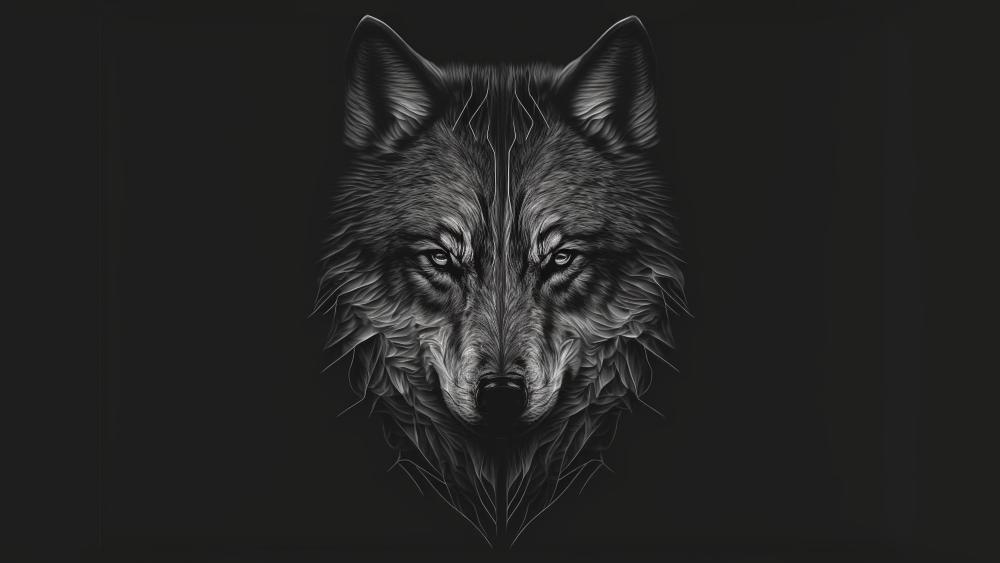 Ethereal Wolf in Monochrome Elegance wallpaper