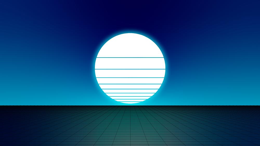 Retro Futuristic Sun on Grid Horizon wallpaper