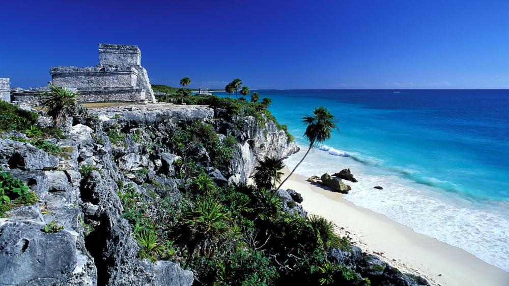 Tulum's Majestic Coastline and Azure Waters wallpaper