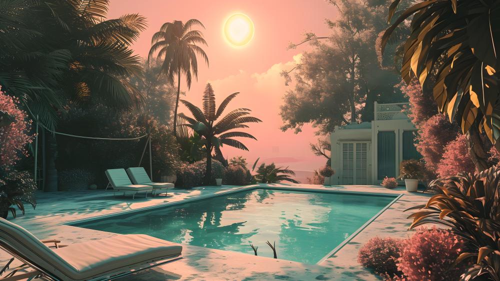 Summer Vibes by the Poolside Oasis wallpaper