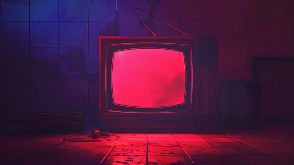 Retro TV Glow in Red Ambience wallpaper