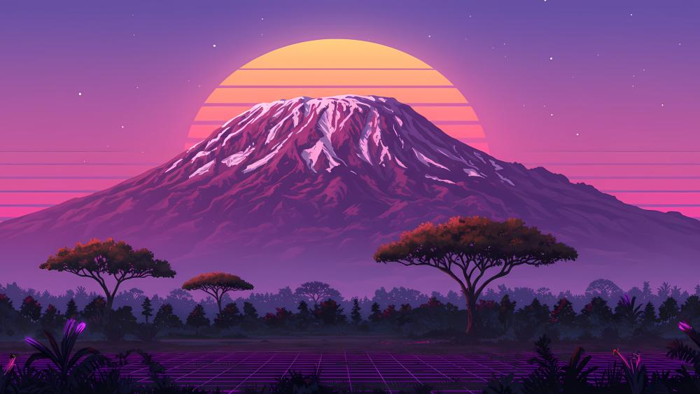 Vaporwave Mountain Dreamscape wallpaper