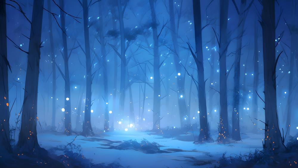 Mystical Night in the Enchanted Forest wallpaper