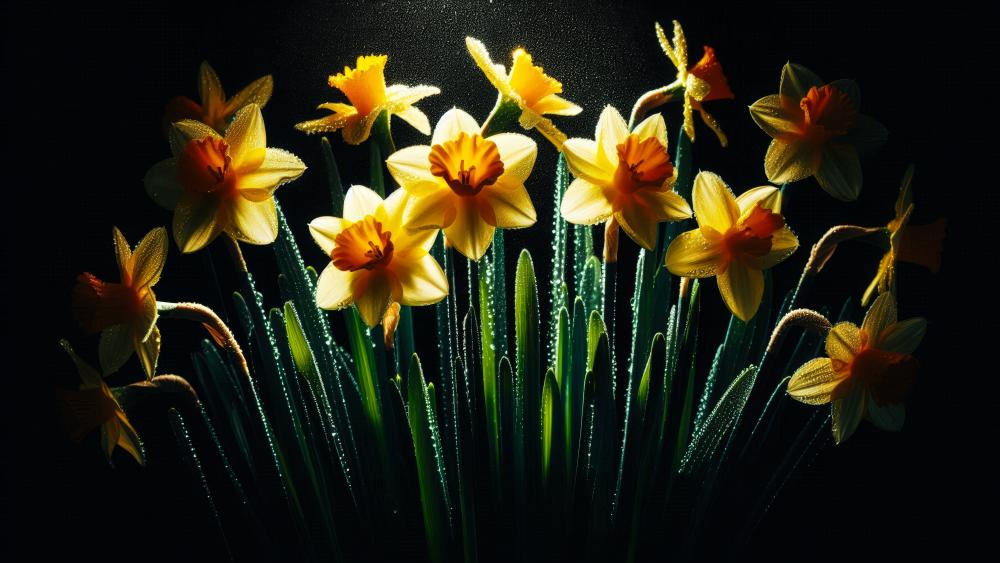 Daffodils Illuminating the Night wallpaper