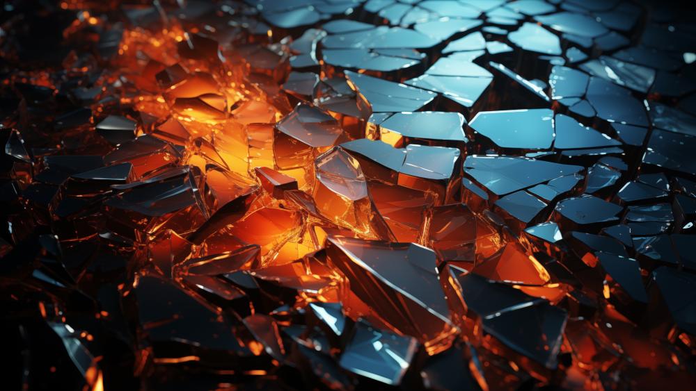 Cracked Molten Reflections in 3D Artistry wallpaper