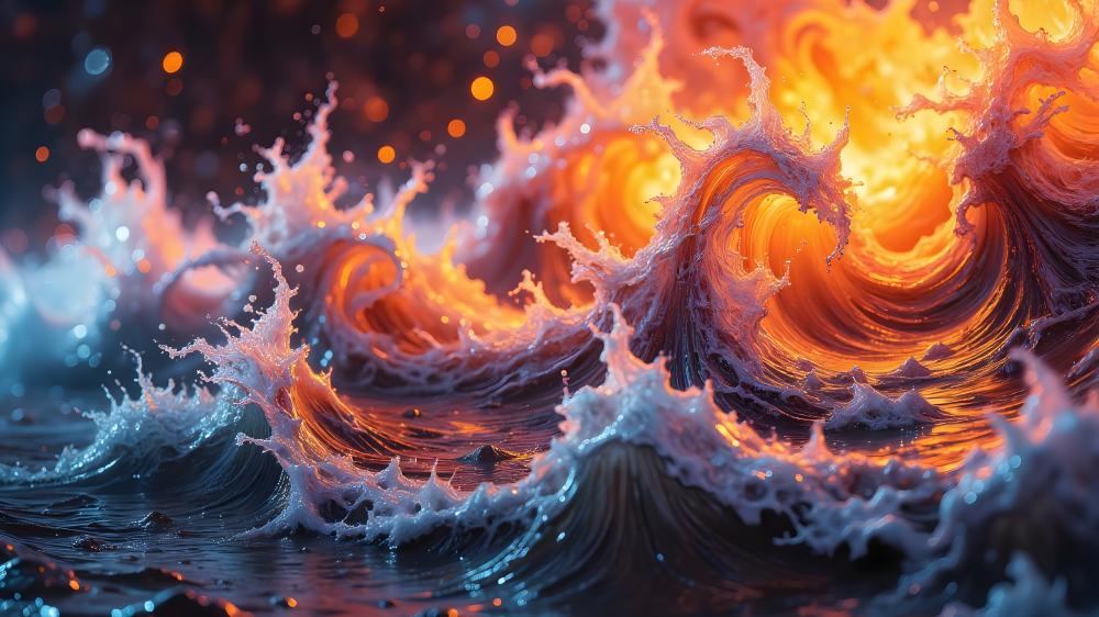 Waves of Fiery Imagination and Fluidity wallpaper