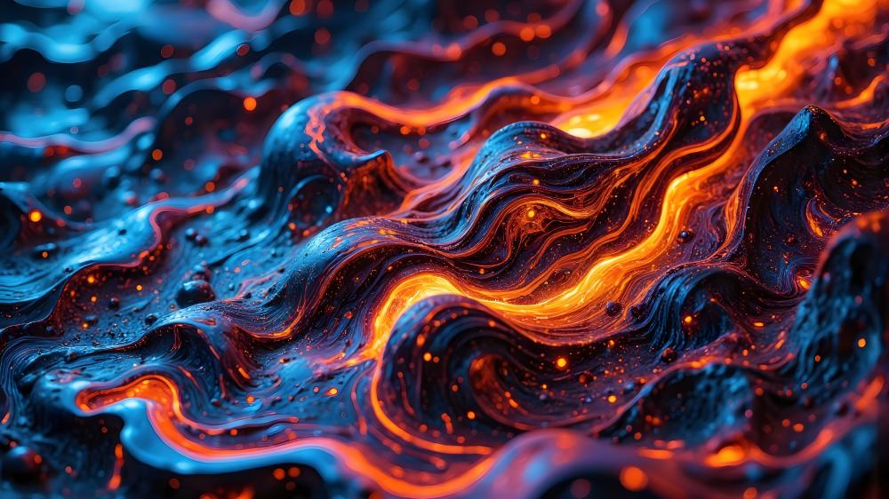 Waves of Fiery Imagination in Abstract AI Design wallpaper