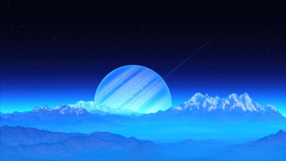 Blue Moon Over Enchanted Peaks wallpaper