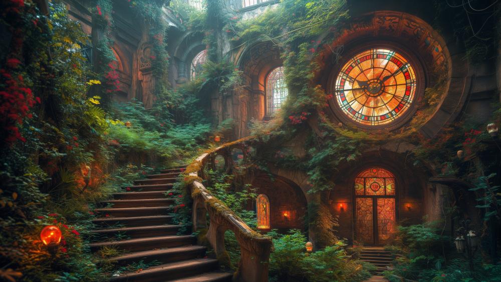 Mystical Enchantment A Stairway to Fantasy Realms wallpaper