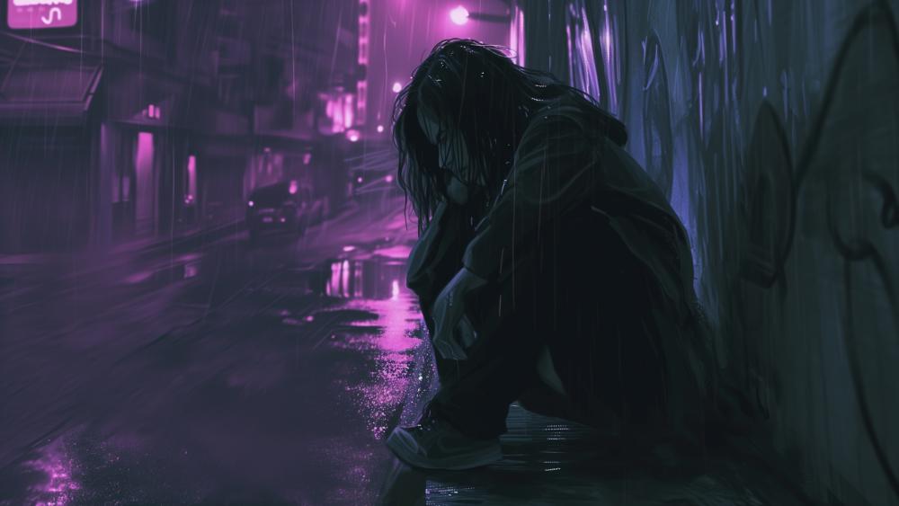 Melancholic Nights and Reflective Rainfall wallpaper