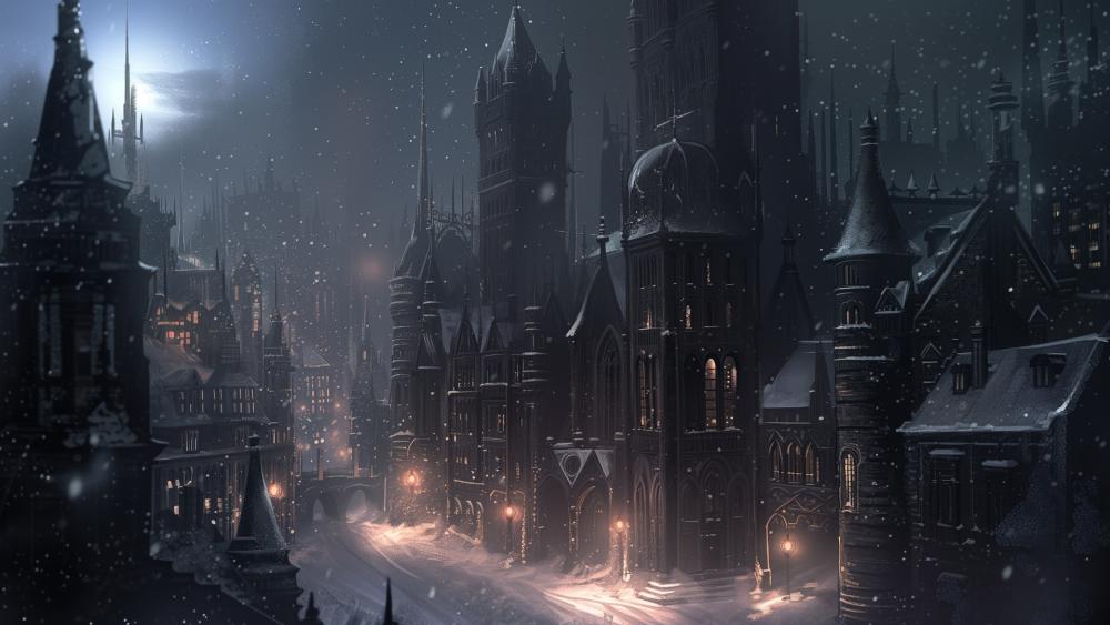 Gothic Winter's Night Enchantment wallpaper