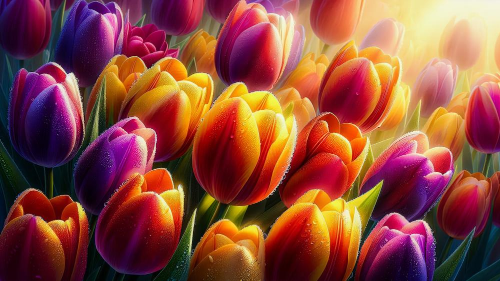 Tulips on a morning wallpaper