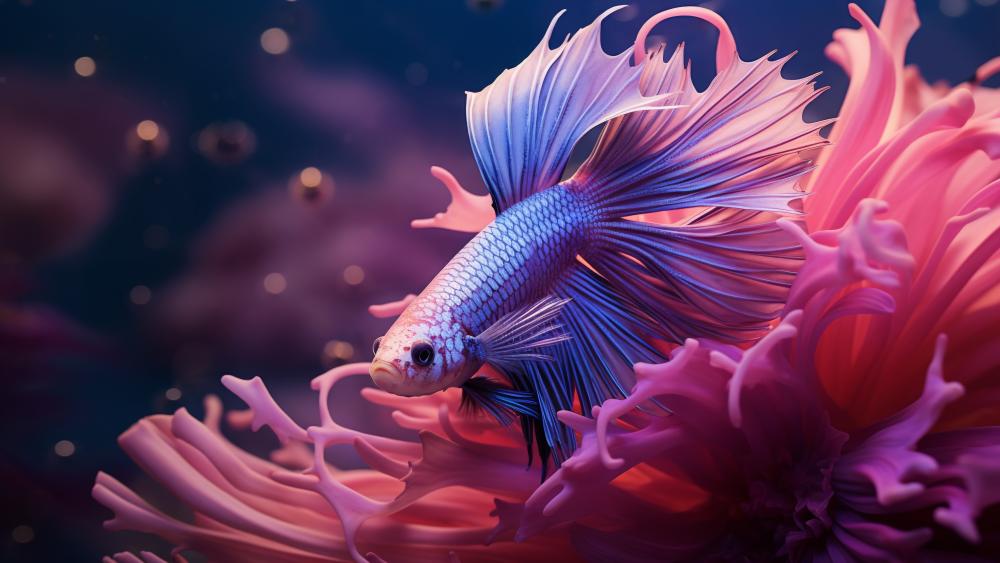 Vibrant Underwater Elegance with Exotic Fish wallpaper