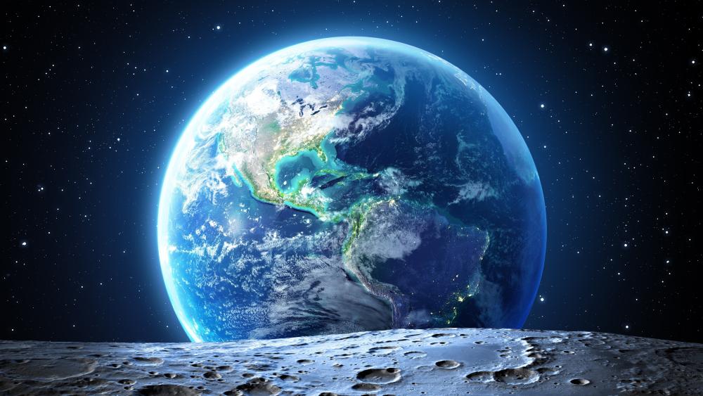View from the Moon to Earth Glow wallpaper