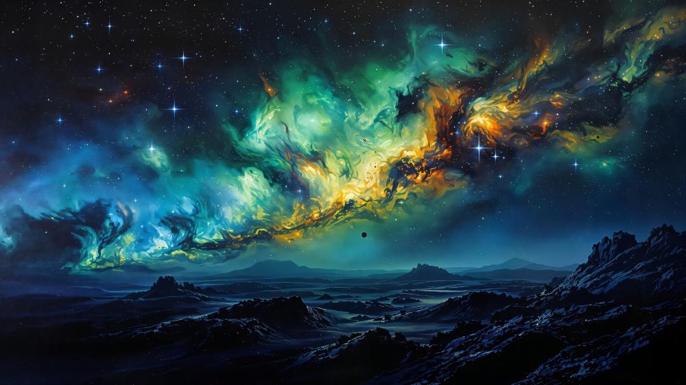 Ethereal Cosmic Vortex in an Alien Sky wallpaper