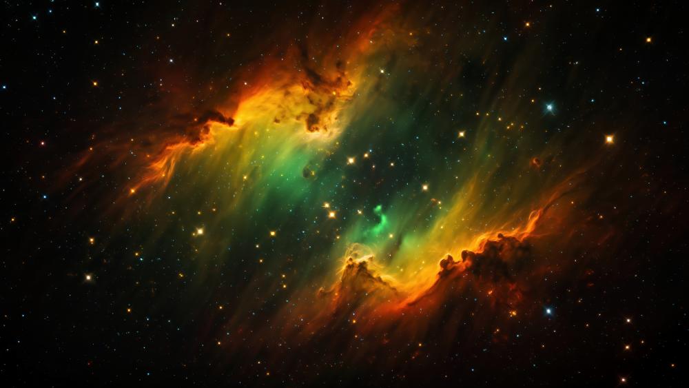 Green Galaxy's Celestial Dance wallpaper
