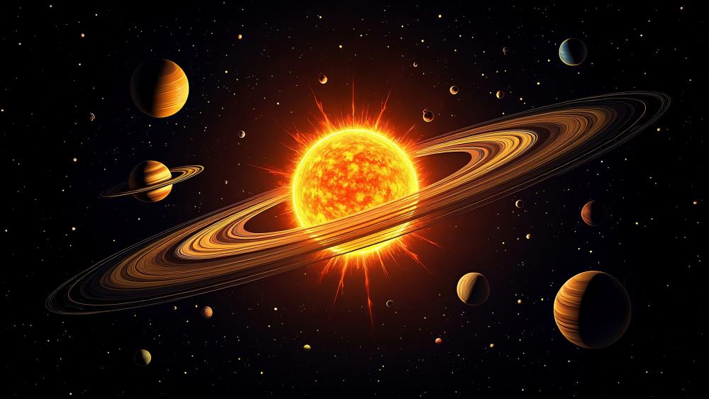 Burning Ringed Planet wallpaper