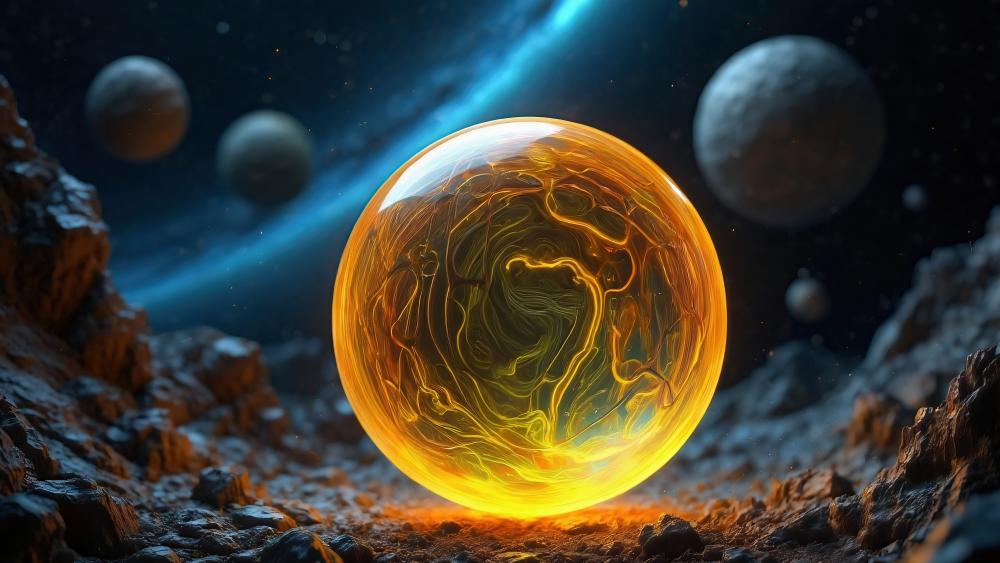 Glass Orb Amongst Cosmic Wonders wallpaper