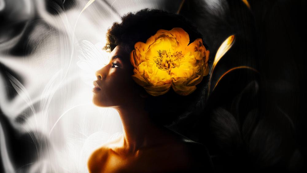 Vibrant Beauty in Bloom: An Artistic Portrait wallpaper