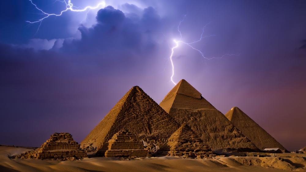 Night of Storms Over Ancient Pyramids wallpaper