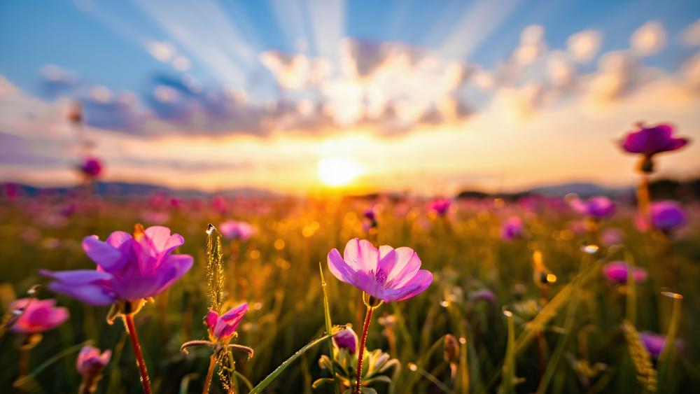 Flowers in Radiant Morning Light wallpaper