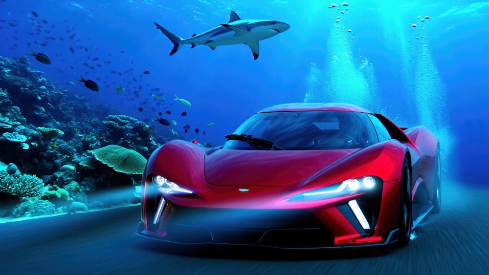 Underwater Supercar Adventure in 8K Detail wallpaper