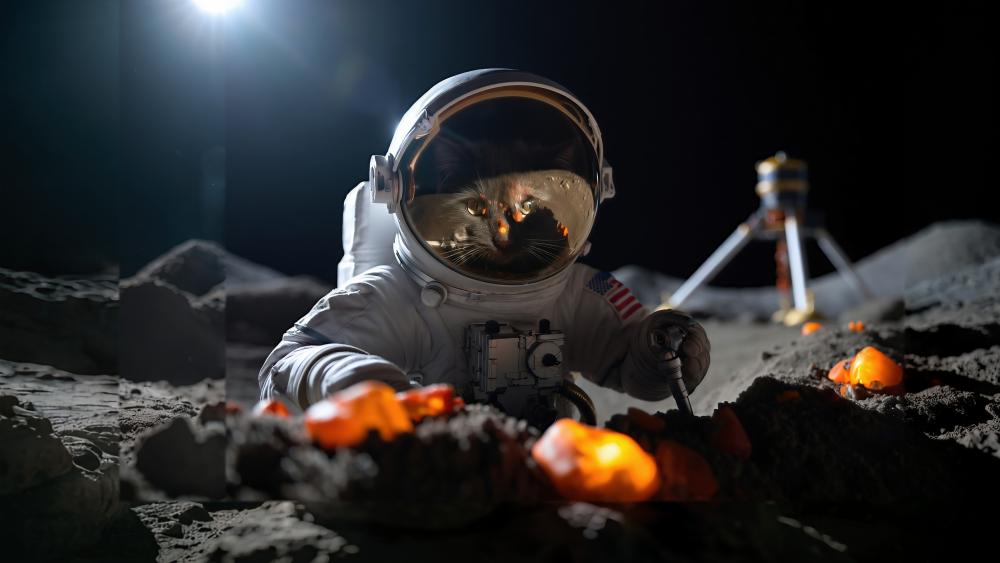 Astronaut Cat on a Cosmic Adventure wallpaper