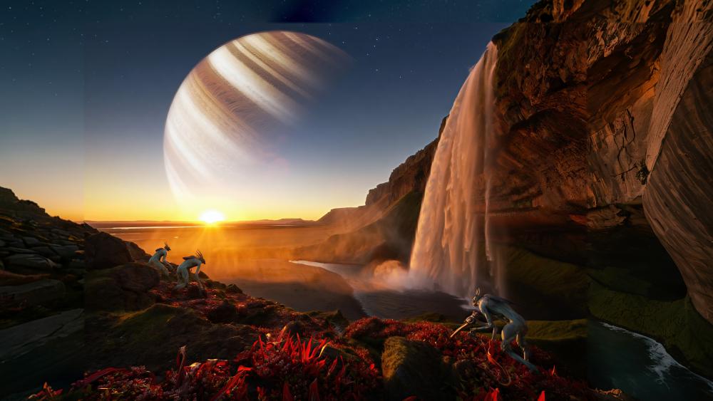 Alen Waterfall: Mystical Alien World wallpaper