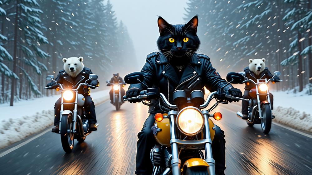 Bikin' Black Cat And His Buddies wallpaper