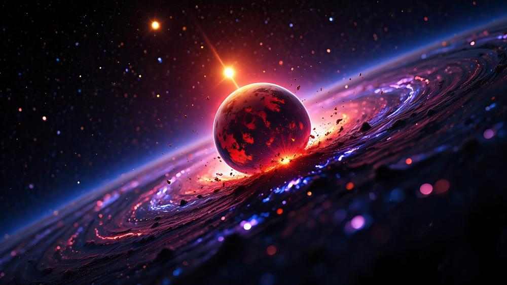 Red Planet Radiance in the Cosmos wallpaper