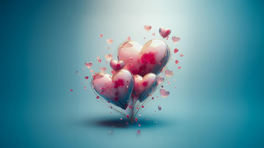 Heart shapes in a blue background wallpaper