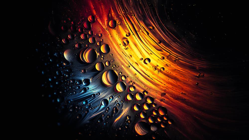 Ethereal Droplets Amid Fiery Waves wallpaper