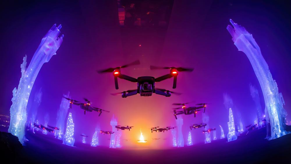 Drone Armada in a Luminous Realm wallpaper
